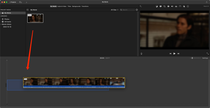 Aggiungi video a iMovie su Mac Trascina sulla timeline