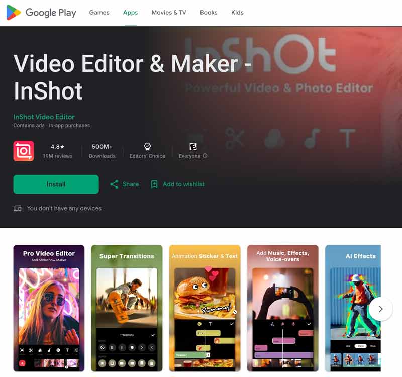 Alternatif untuk iMovie untuk Android InShot