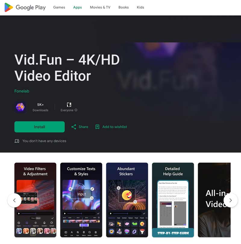 Instale Vid Fun desde Google Play Store