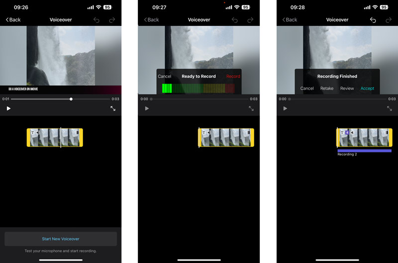 Hangfelvétel rögzítése iMovie iPhone készüléken