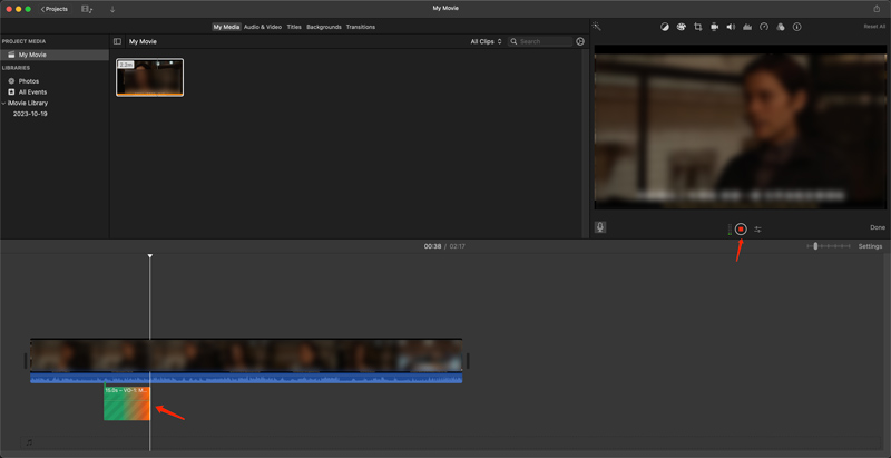 Spela in en voiceover på iMovie Mac