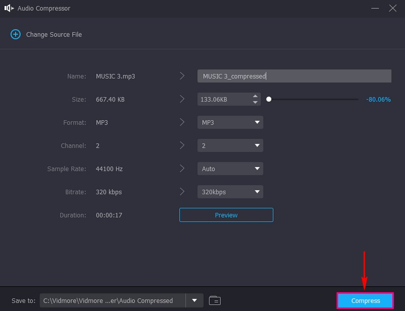 Simpan Kadar Bit Audio Anda yang Diubah