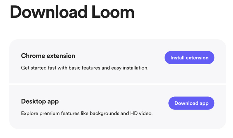Download de Loom Chrome-extensie desktop-app 