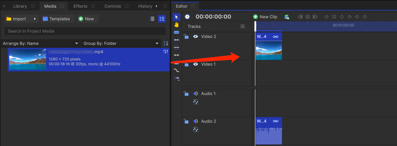 Drag Video to Limit HitFilm Express