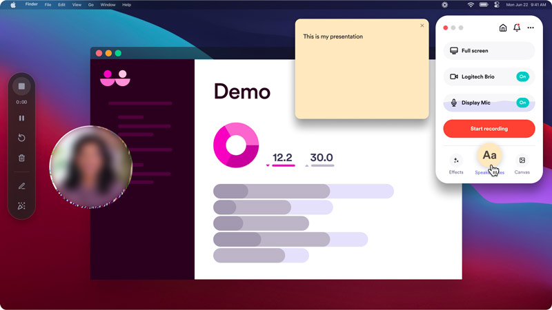 Funzionalità del registratore dello schermo di Loom