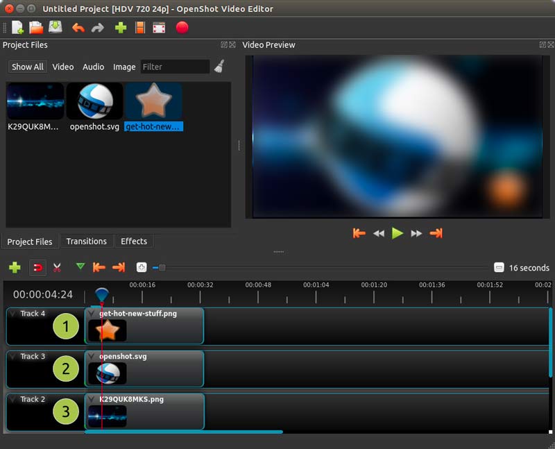Gränssnitt för OpenShot Video Editor
