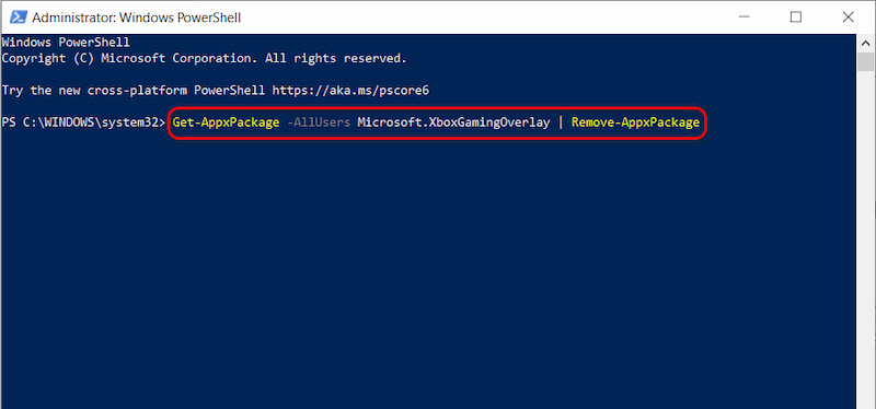 Digite comando no Windows Powershell