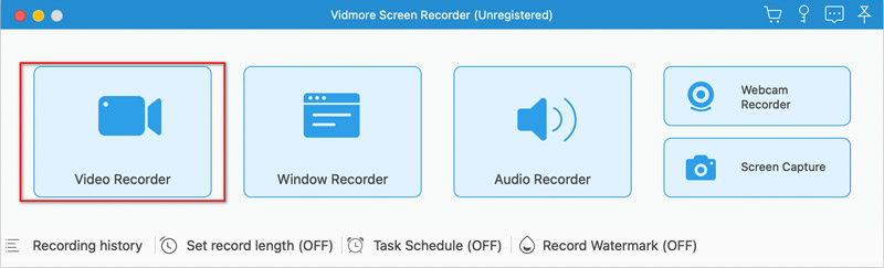 Interface do gravador de tela Vidmore
