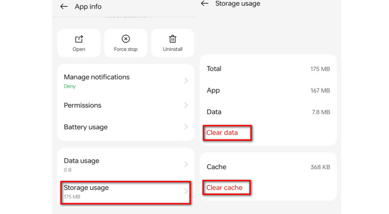 Rensa appcache och data