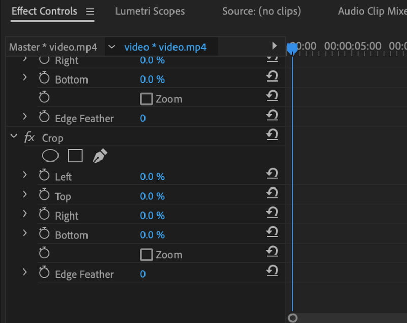 Элементы управления эффектами Adobe Premiere Pro