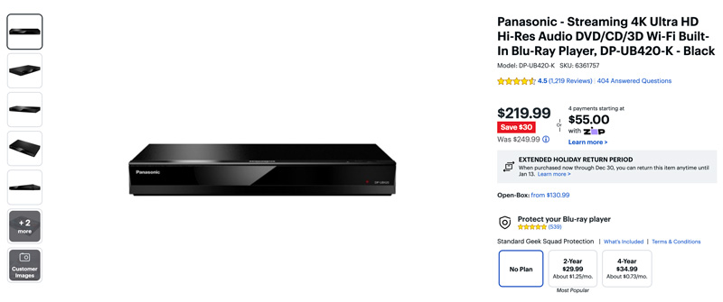 Hardware Blu-ray Player Panasonic DP-UB420