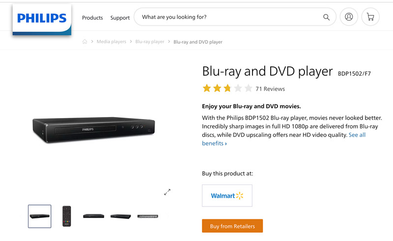 Аппаратный проигрыватель Blu-ray Philips BDP1502