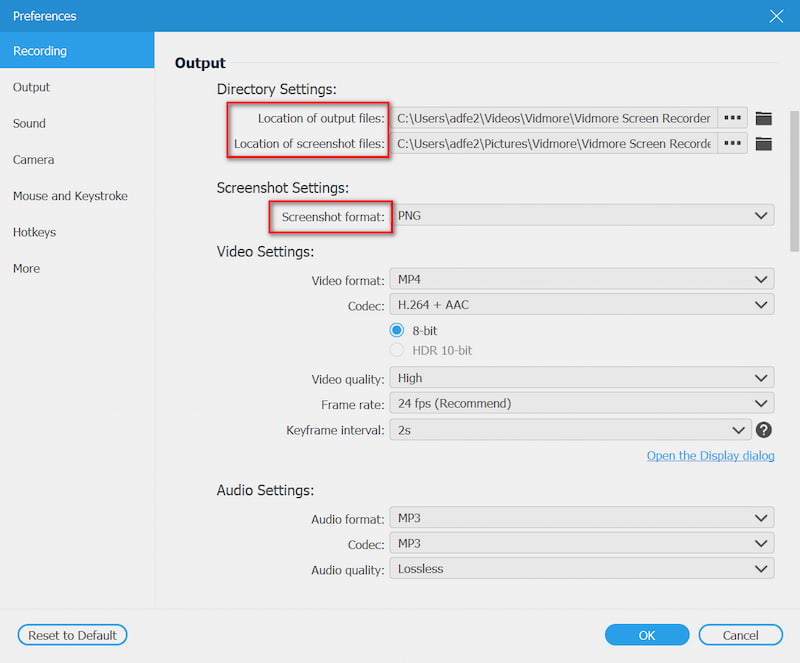 Output Location And Formats