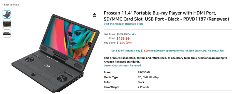 Proscan Portable Blu-ray 11.4 Player