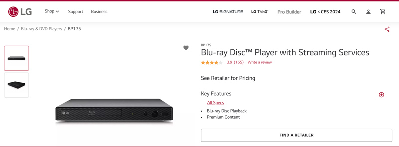 Đầu phát Blu-ray miễn phí khu vực LG BP175