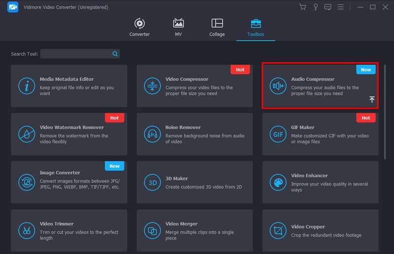 Compressore audio Vidmore Toolbox