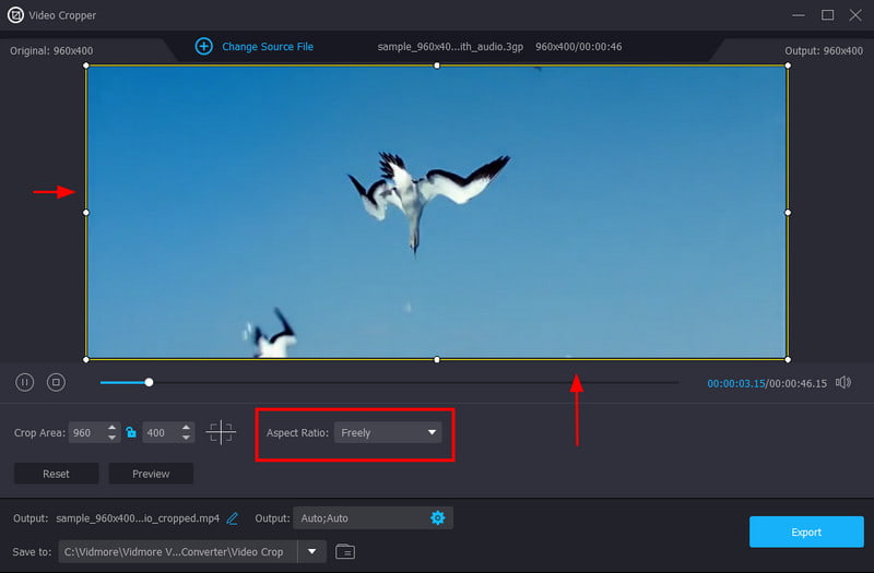 Vidmore Video Cropper Aspect Ratio