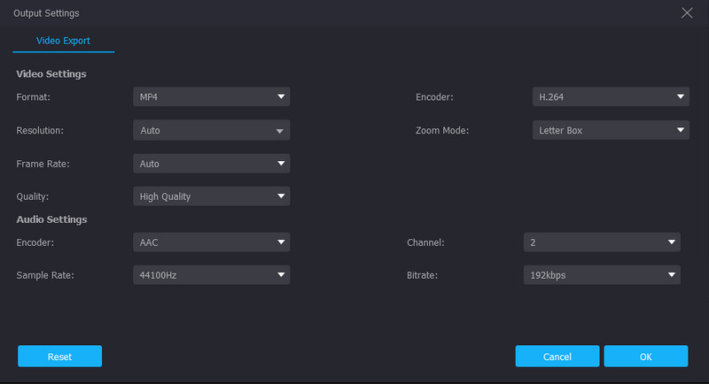 Vidmore Video Cropper Output Settings