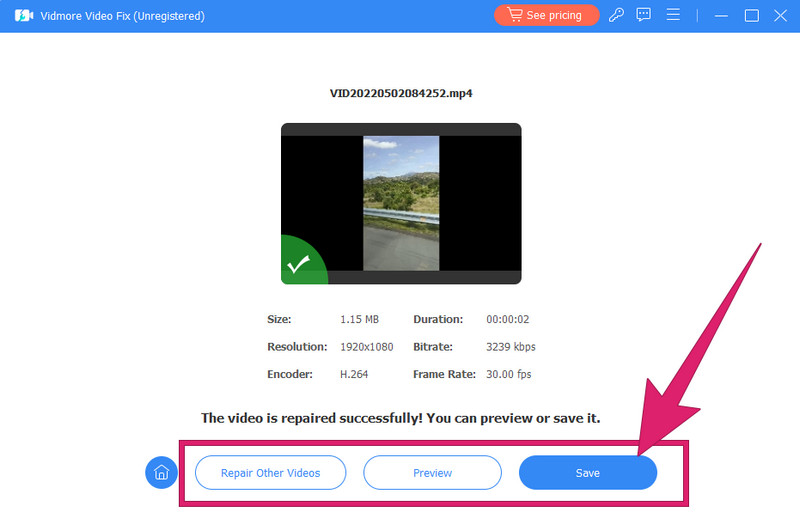 Betulkan Video Vidmore Simpan Video