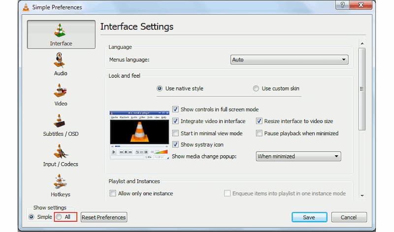 Vlc Simple Preferences