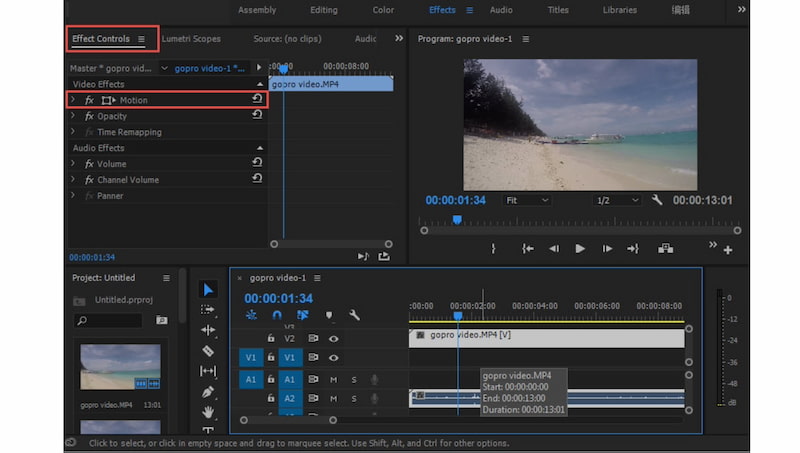 Vídeo volteado de Adobe Premiere Pro