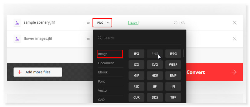 Convertio Set Output Format