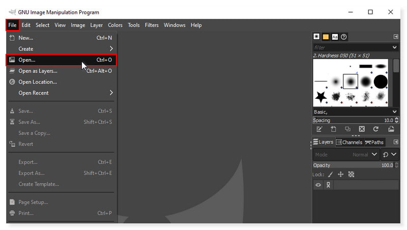 GIMP mở tệp