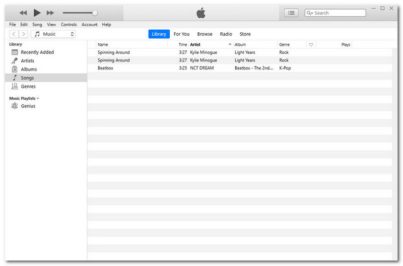 Interface inicial do iTunes