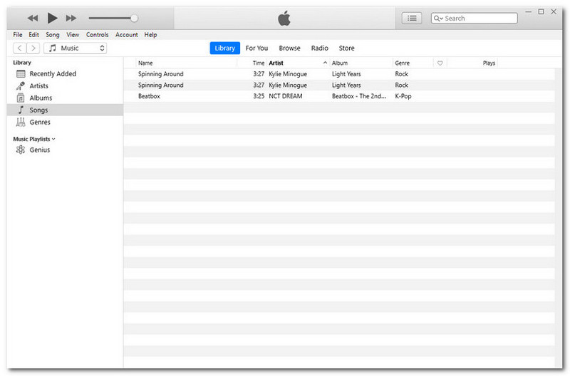 อินเทอร์เฟซเริ่มต้นของ iTunes