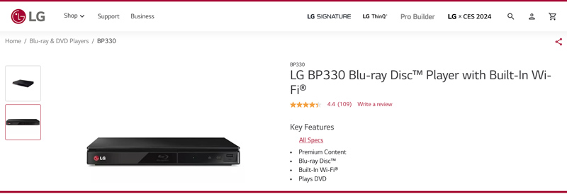 LG HDMI DVD Player BP330