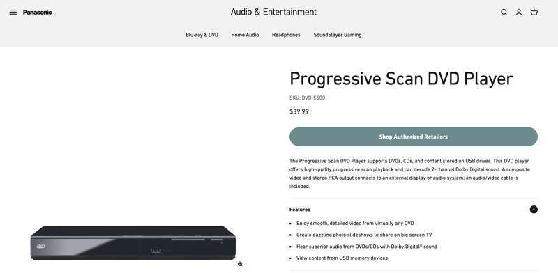 Panasonic Progressive Scan DVD Player S500