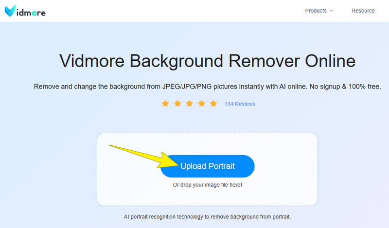 Last opp Vidmore Online Background Remover