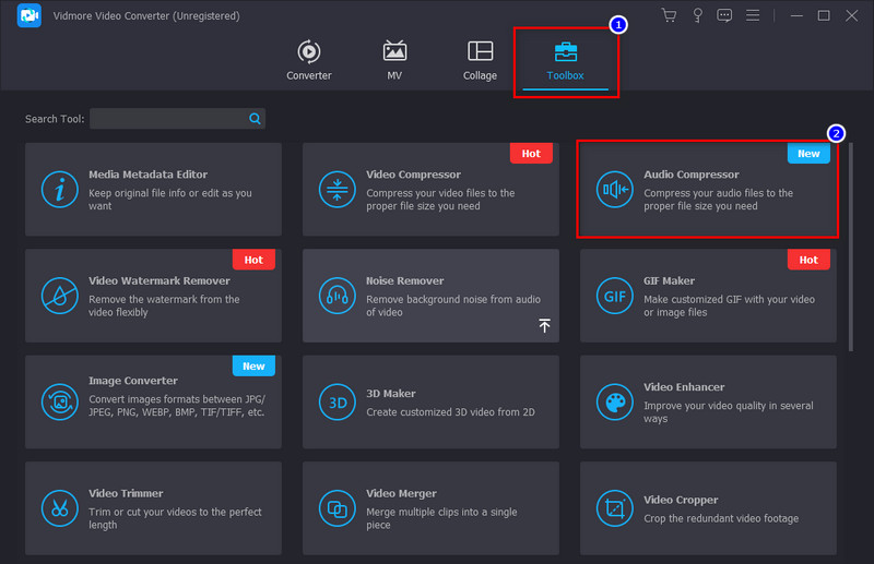 Vidmore Video Converter Toolbox Compressor de áudio