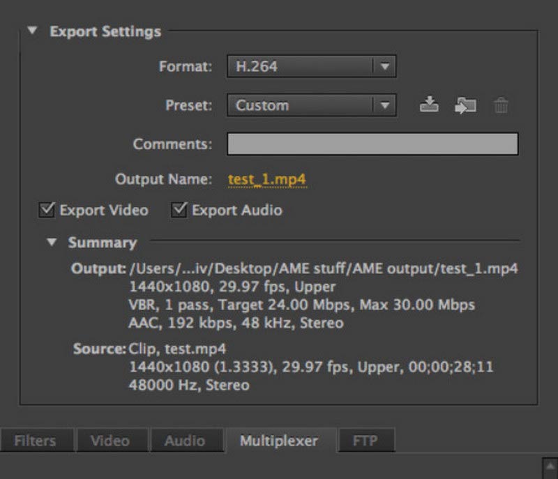 Exportação Adobe Premiere AVI