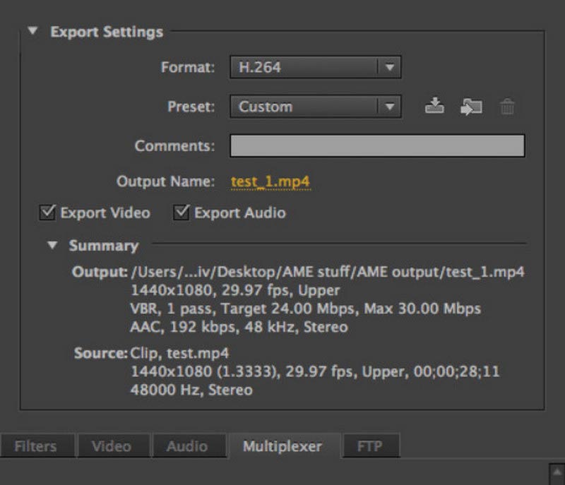 Adobe Premiere AVI ส่งออก