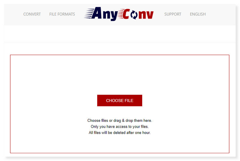 AnyConv Chọn tệp để tải lên