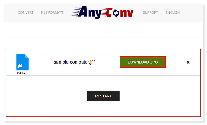 AnyConv ดาวน์โหลดไฟล์ JPG