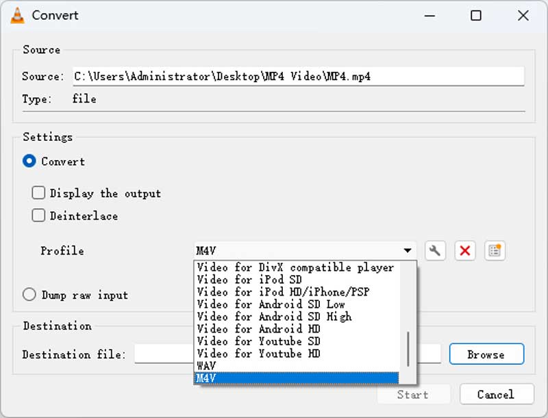 Pilih Format M4V