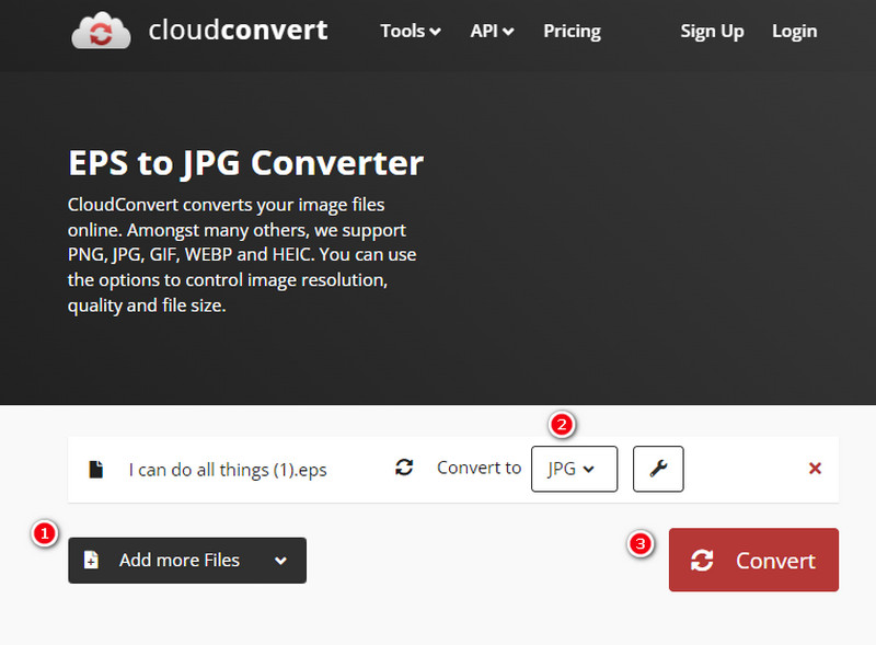 Pretvorba EPS JPG Cloud Convert