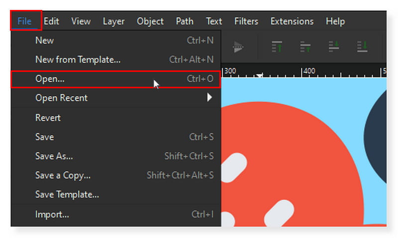 Inkscape פתח קובץ SVG