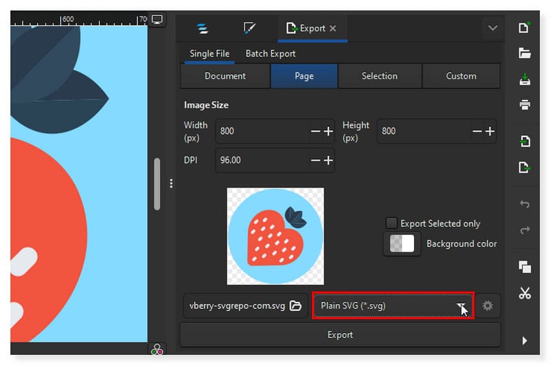 Inkscape Select Export Format