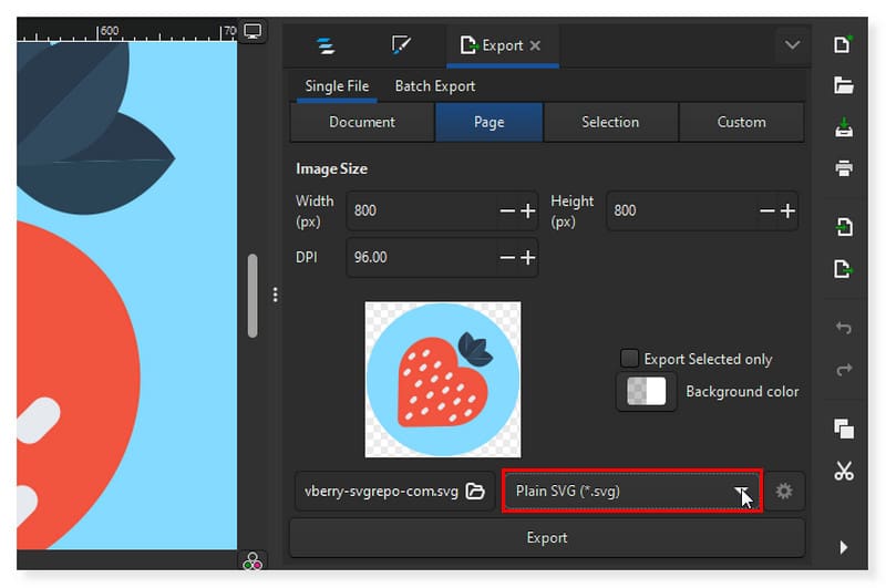 Inkscape Dışa Aktarma Formatını Seçin