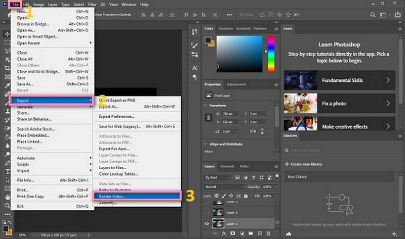 Photoshop Gif'i MP4'e Dönüştürme