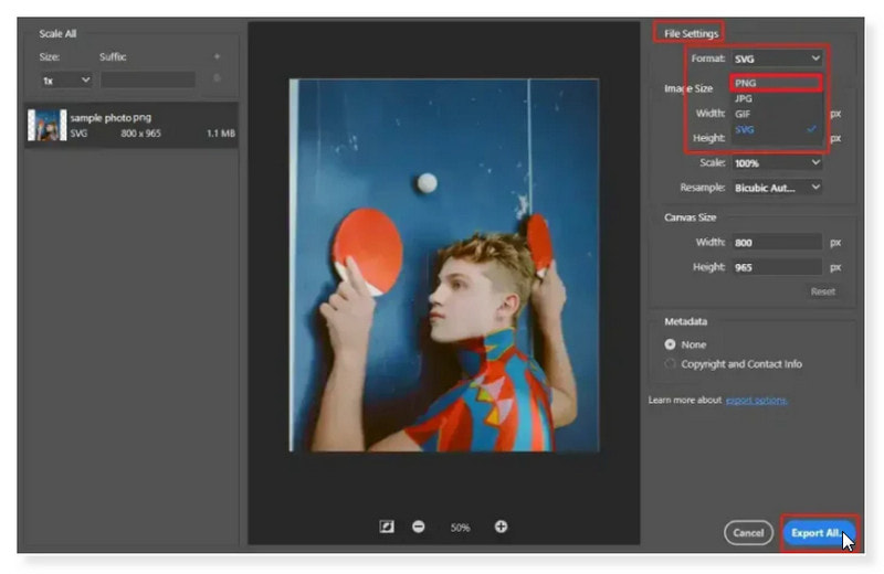 Photoshop Exportera alla filer