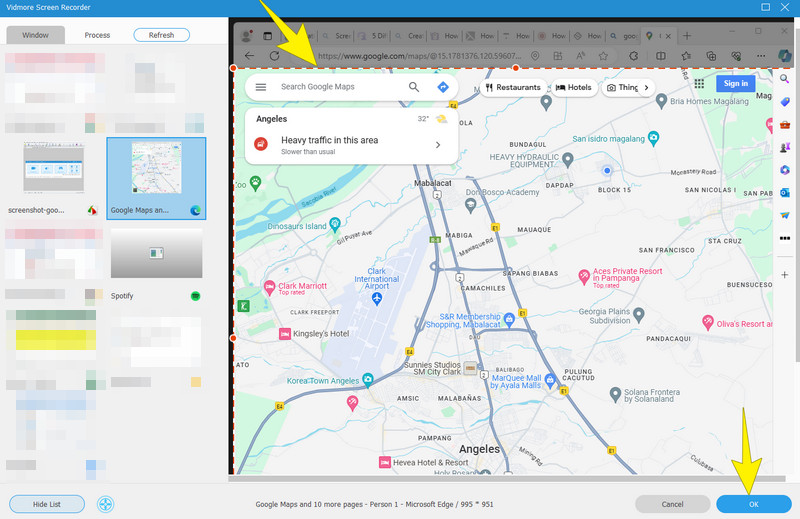 Skärmdump på Google Maps Vidmore Välj område