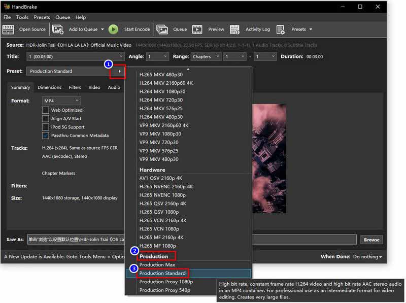 Set HDR to SDR Handbrake