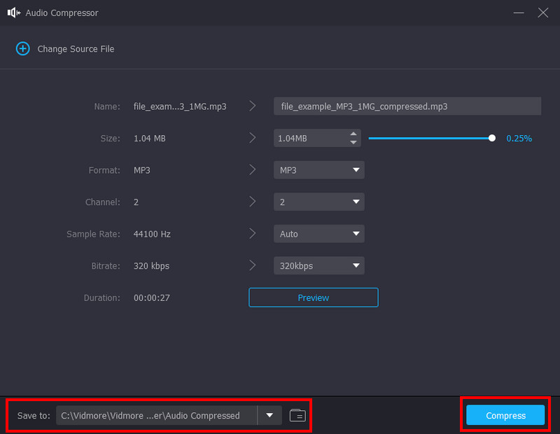 Vidmore Video Converter Salva su Compressor