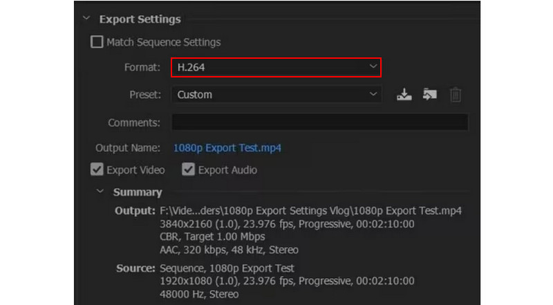 Adobe Premiere Export fájl