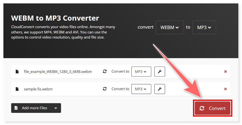 CloudConvert Konverter filer til MP3