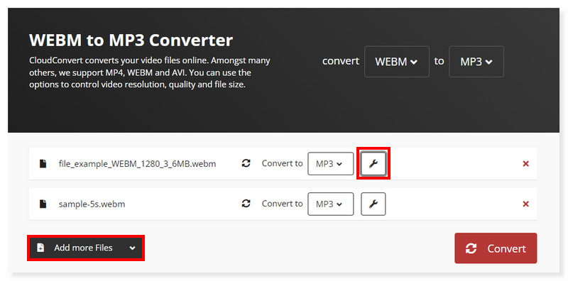 CloudConvert Ställ in utdatainställningar